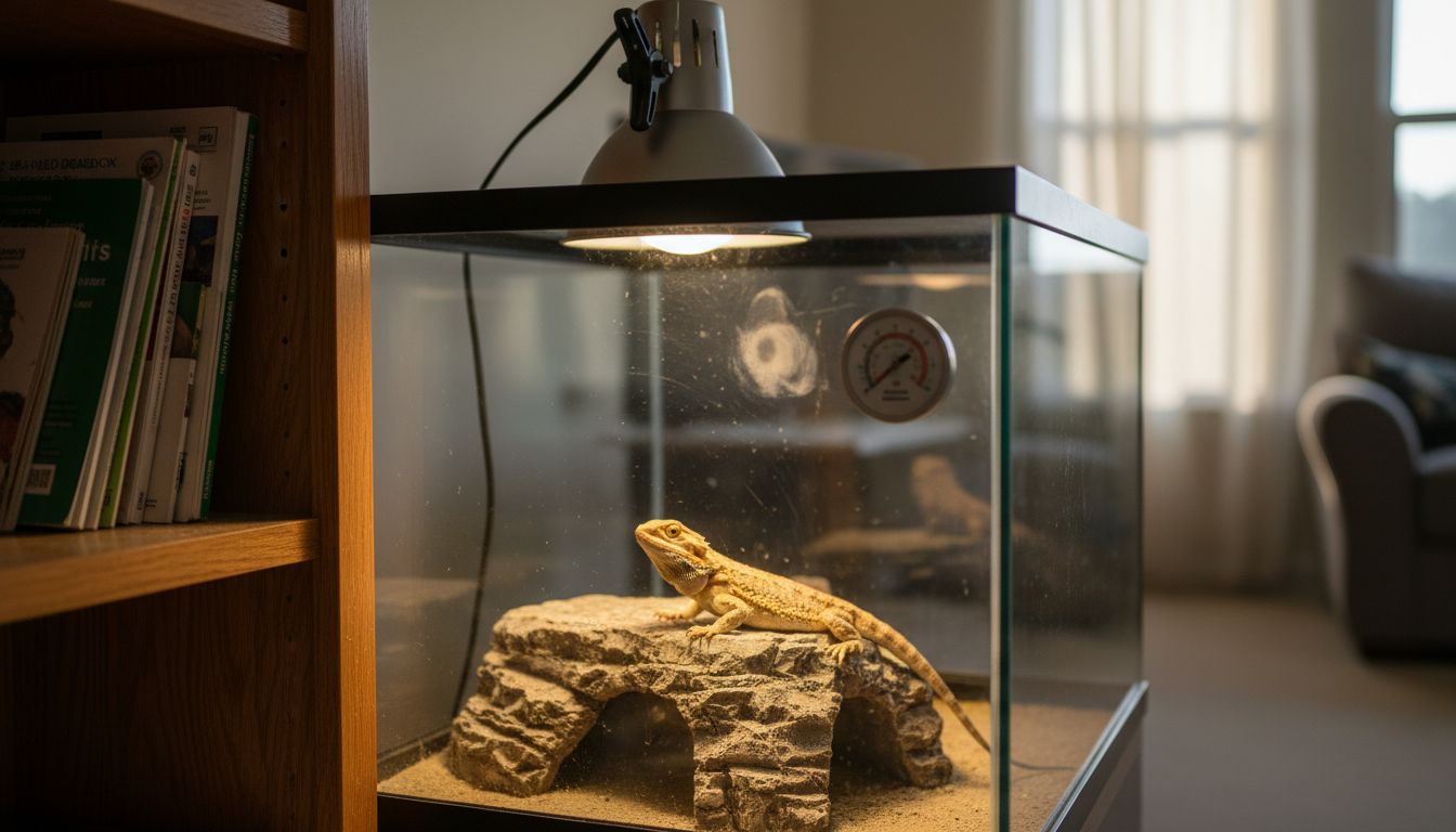 Bearded dragon basking in cycled tank