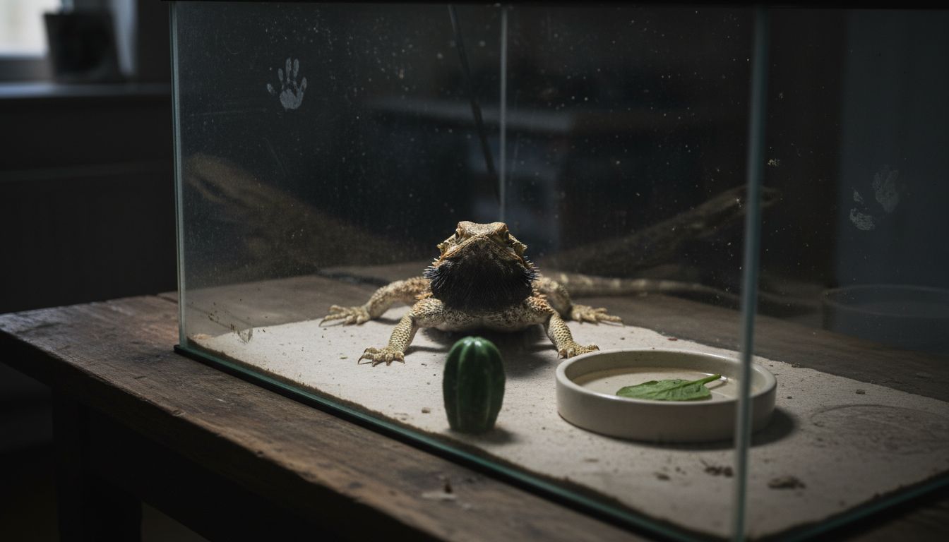Bearded dragon showing visible signs of stress