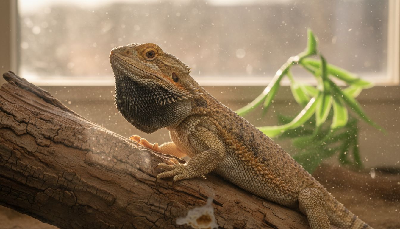 Close-up beard puffed bearded dragon