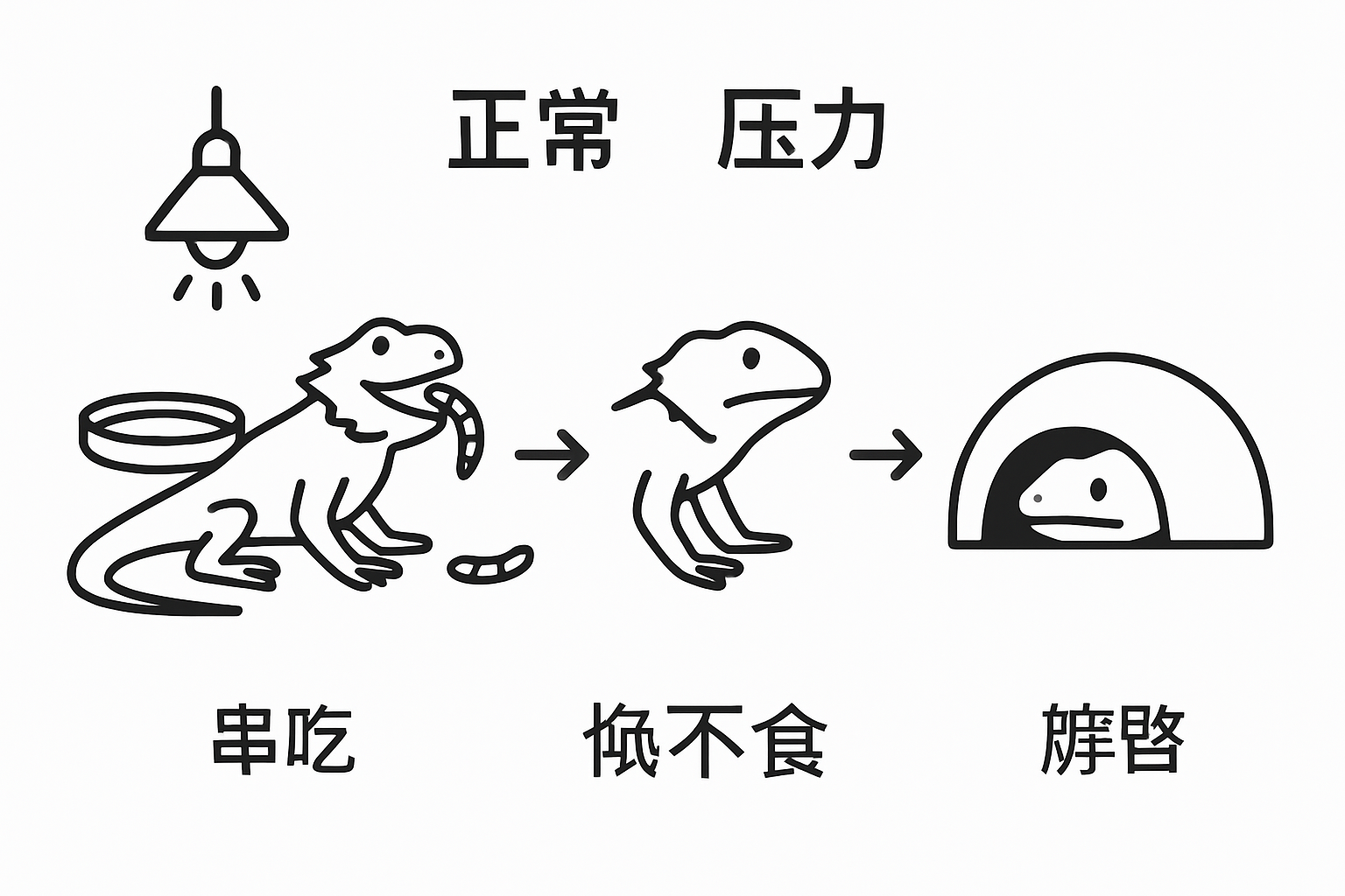 胡须龙行为与压力状态一览图