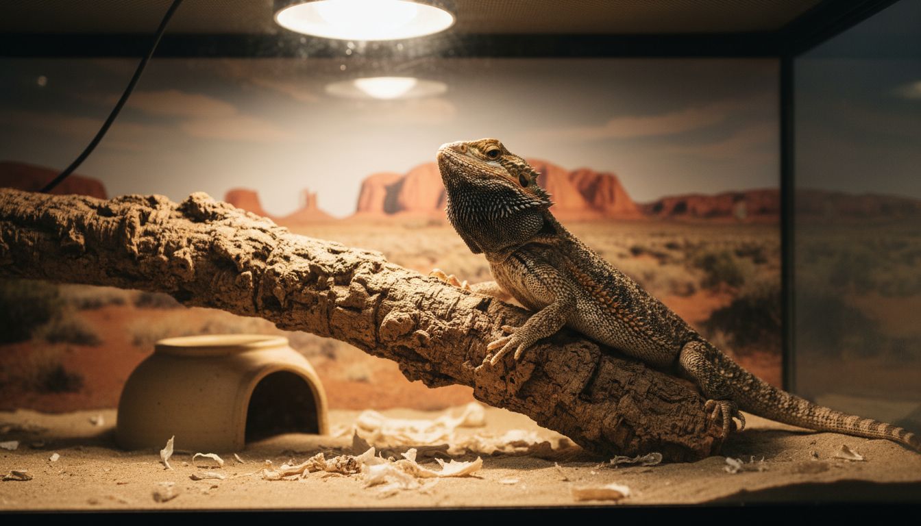 Bearded dragon showing beard display and bobbing