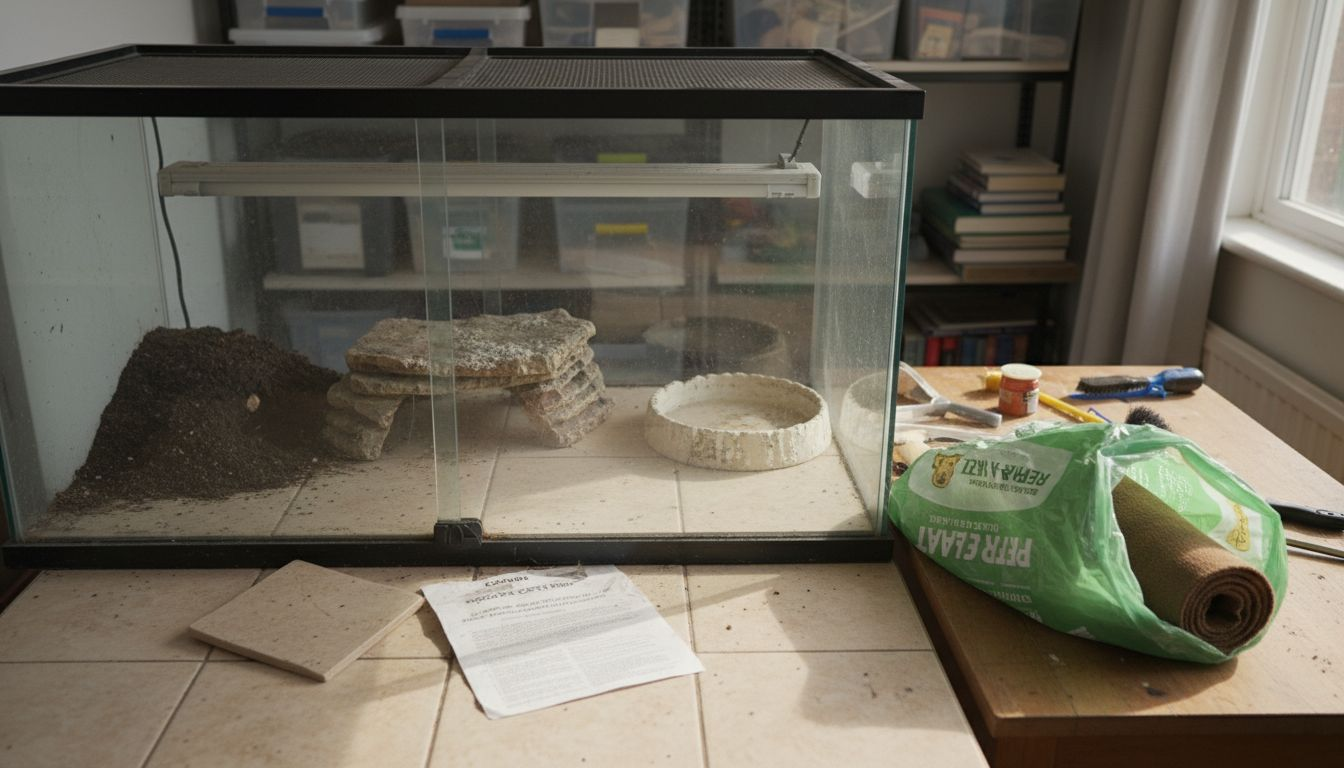 Materials used in bearded dragon habitat setup