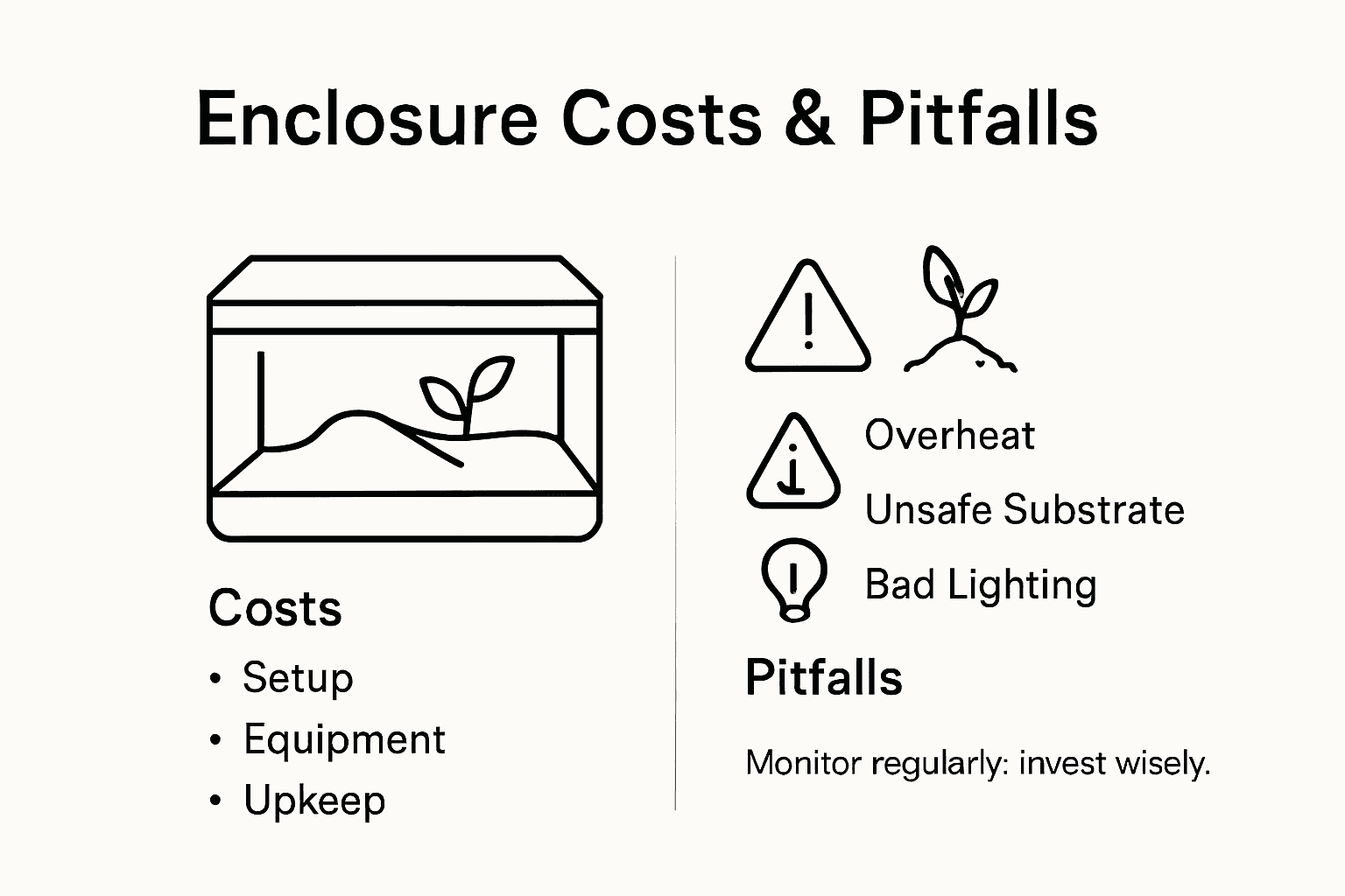 Infographic showing costs and common enclosure mistakes