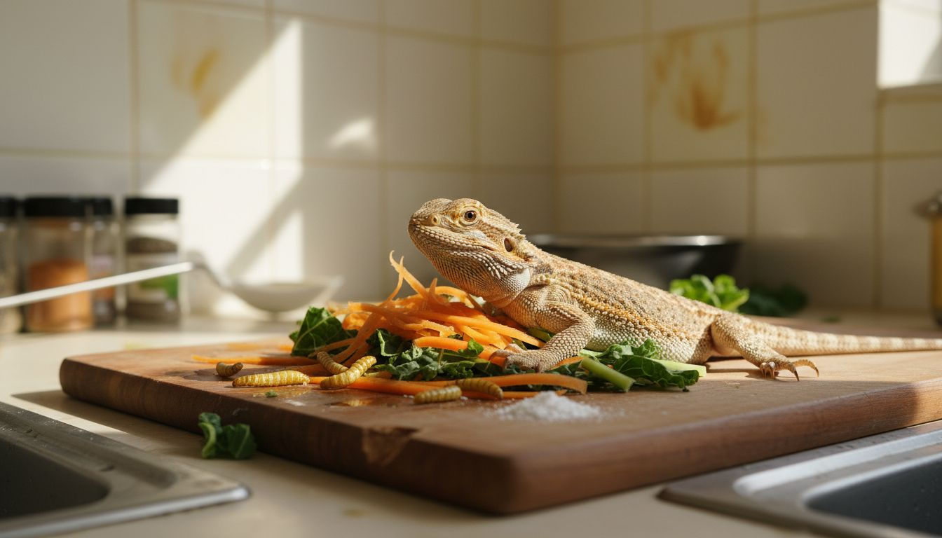 胡须龙专用蔬菜、昆虫和钙粉营养餐盘