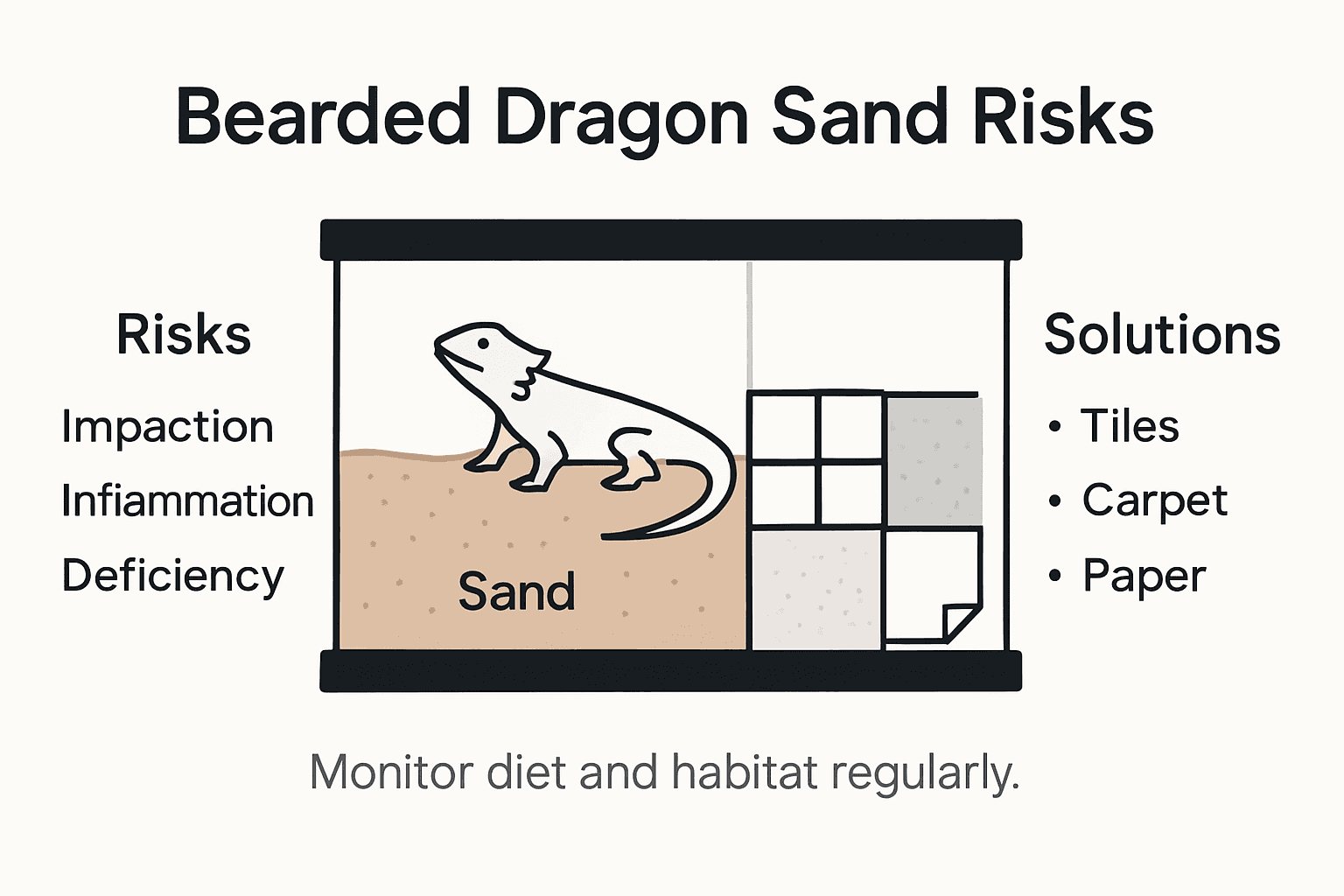 Infographic on risks and solutions for sand eating in dragons