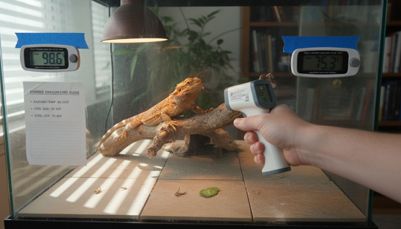 Thermometers in bearded dragon enclosure