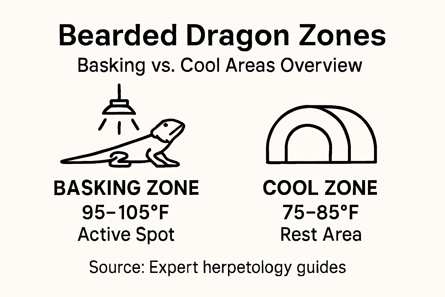 Temperature zones for bearded dragons infographic
