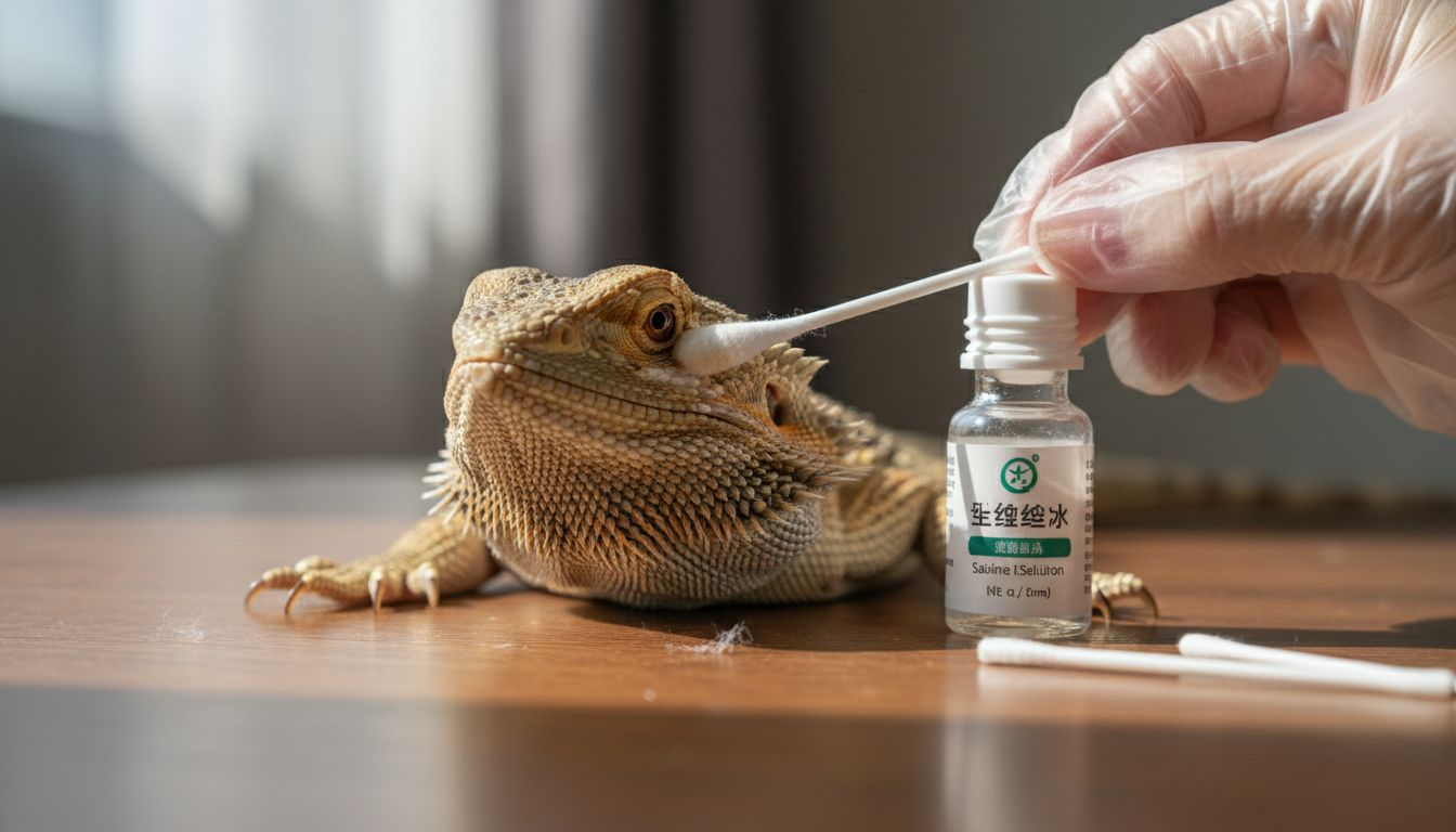 为鬃狮蜥清理第三只眼的温和护理方法和干净环境布置