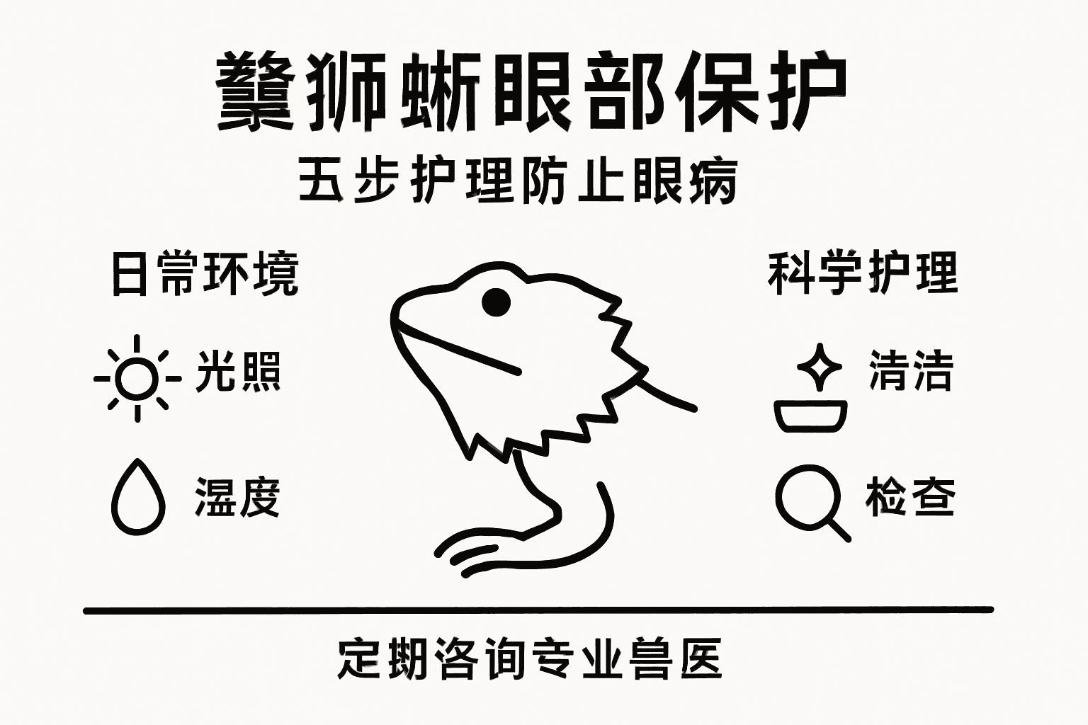 鬃狮蜥眼部护理流程一览图