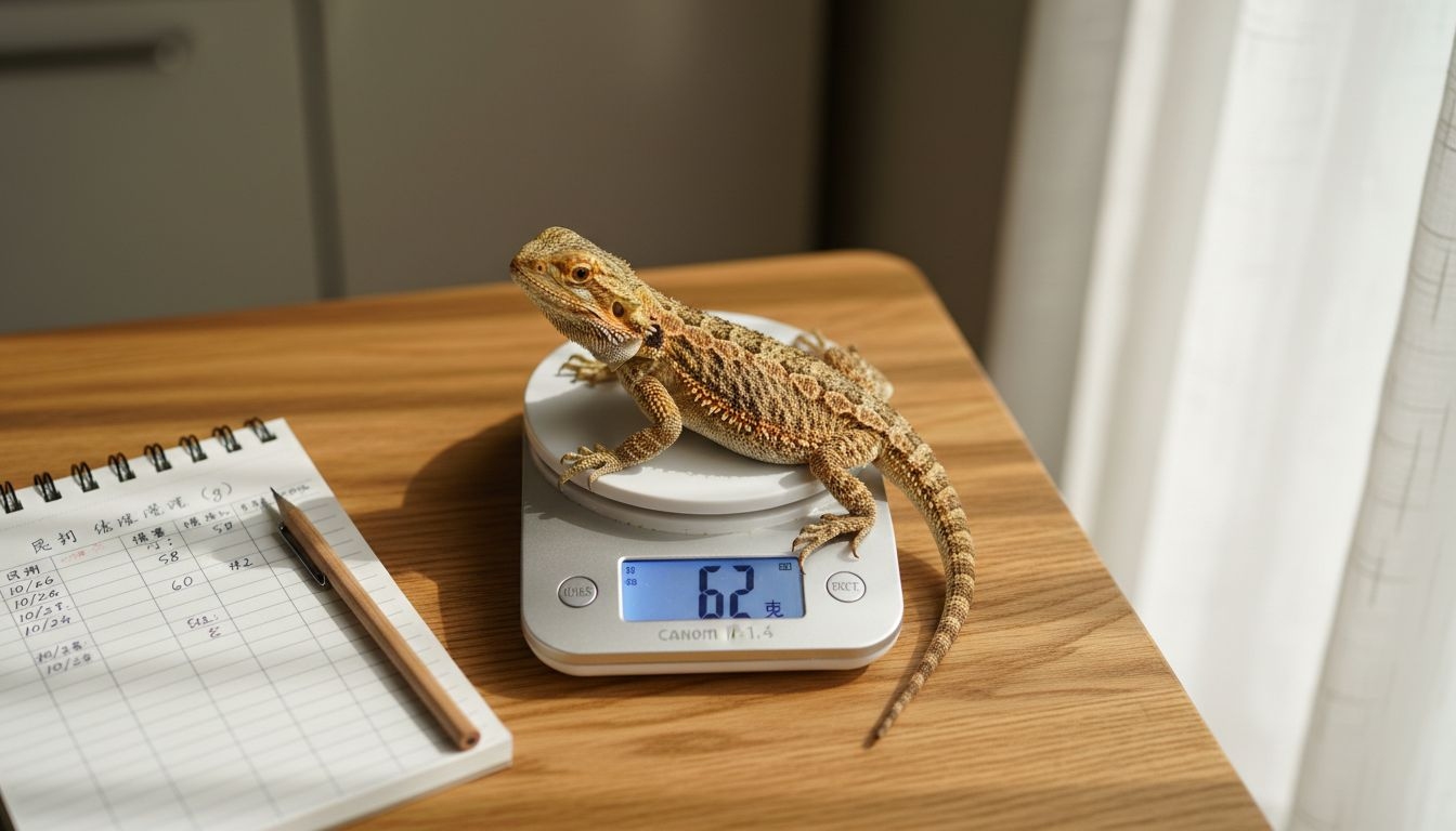 给幼年鬃狮蜥称重，记录成长情况