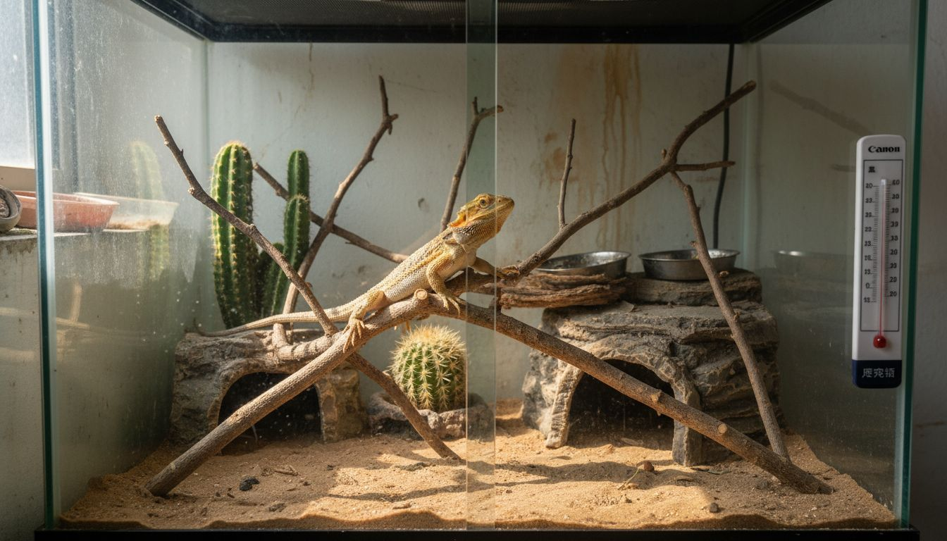 胡须龙灵巧地在多层次的生态环境中攀爬穿梭的精彩瞬间