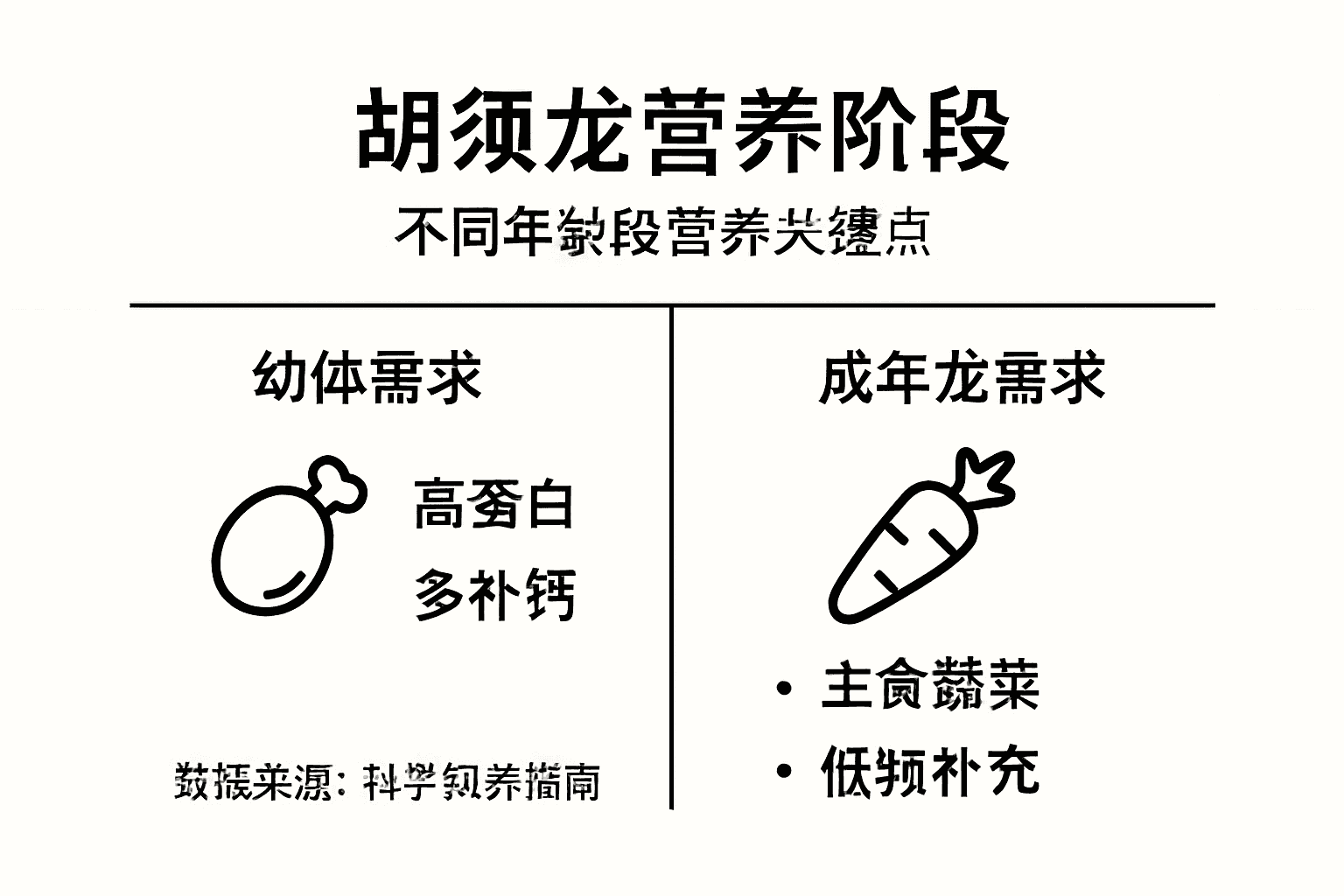 一图看懂胡须龙各阶段的营养搭配