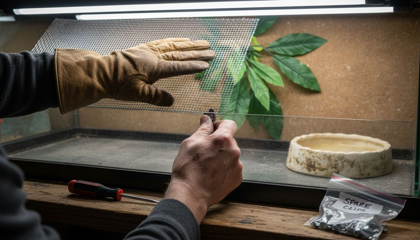 Hands reinforcing reptile enclosure lid