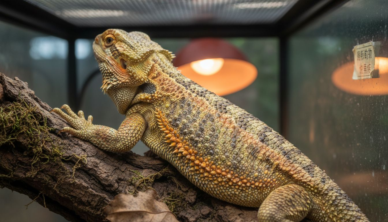 特写镜头下，胡须龙蜥蜴正在换肤，皮肤色彩的变化清晰可见。