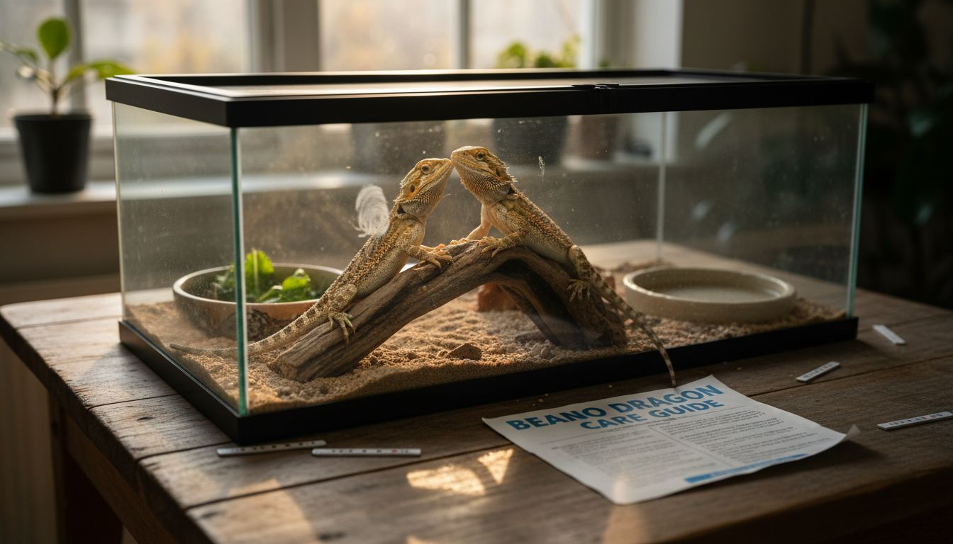 Bearded dragon watching reflection in glass