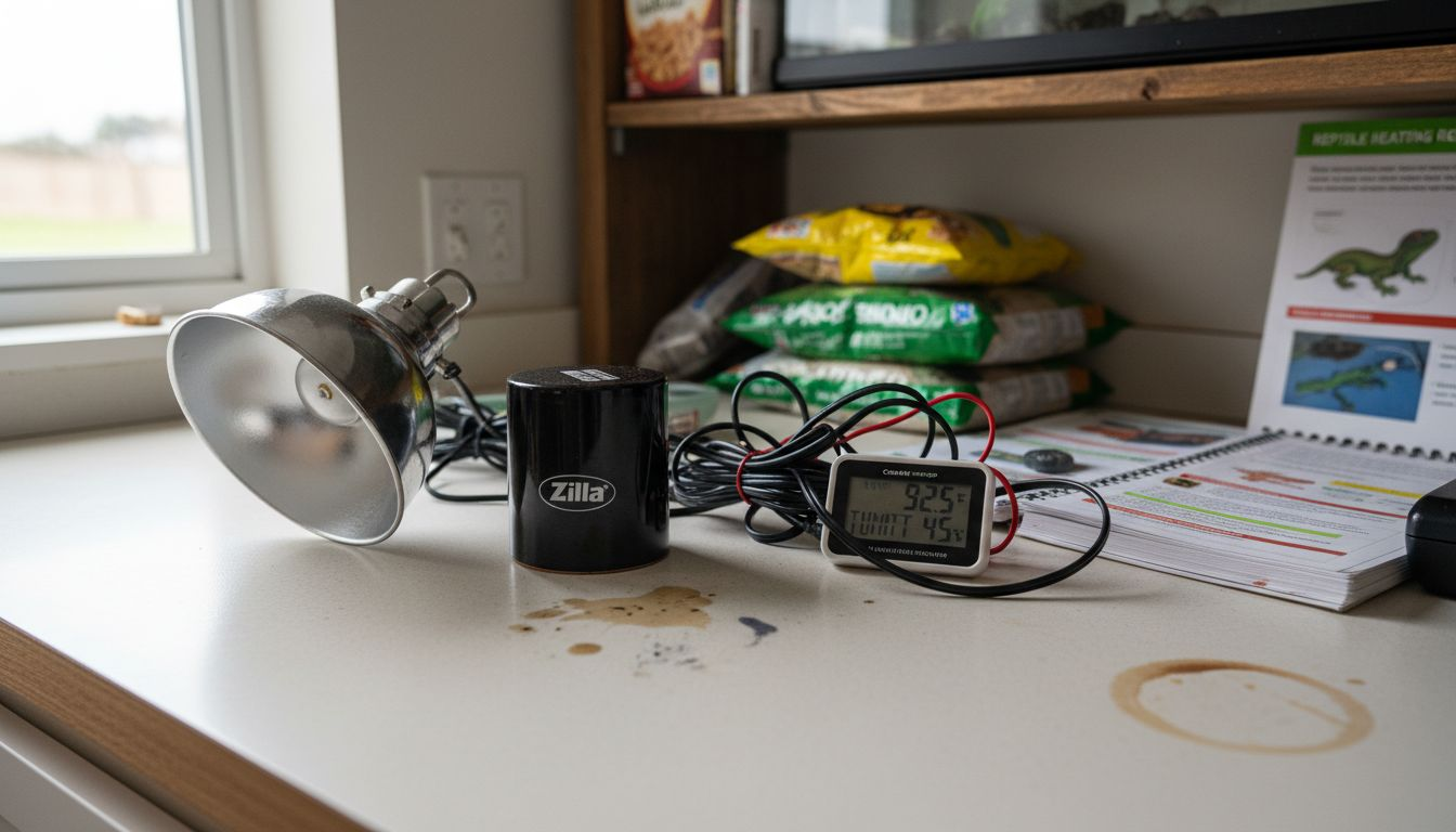 UVB and heat bulbs with thermometer