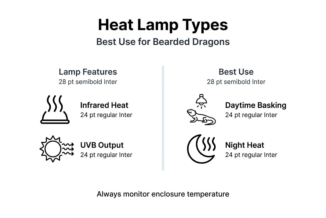 Infographic comparing heat lamp types and uses