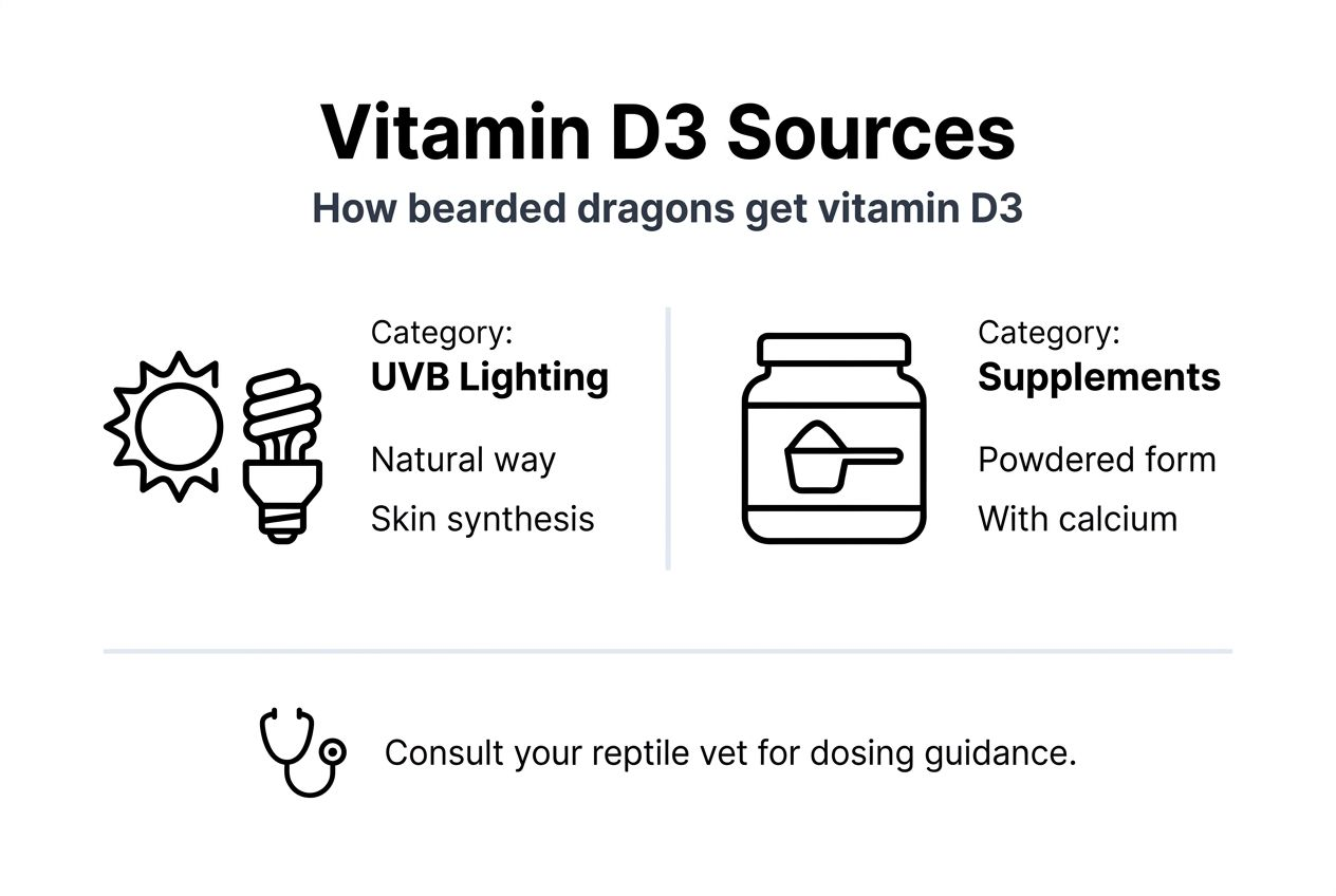 Infographic on vitamin D3 sources for bearded dragons