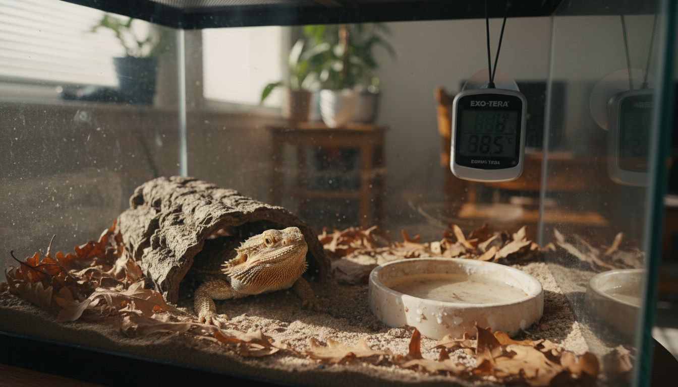 Brumation habitat setup for bearded dragon