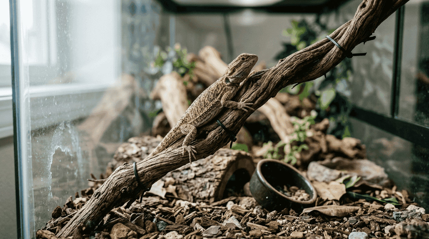 Juvenile dragon climbing for healthy bone growth