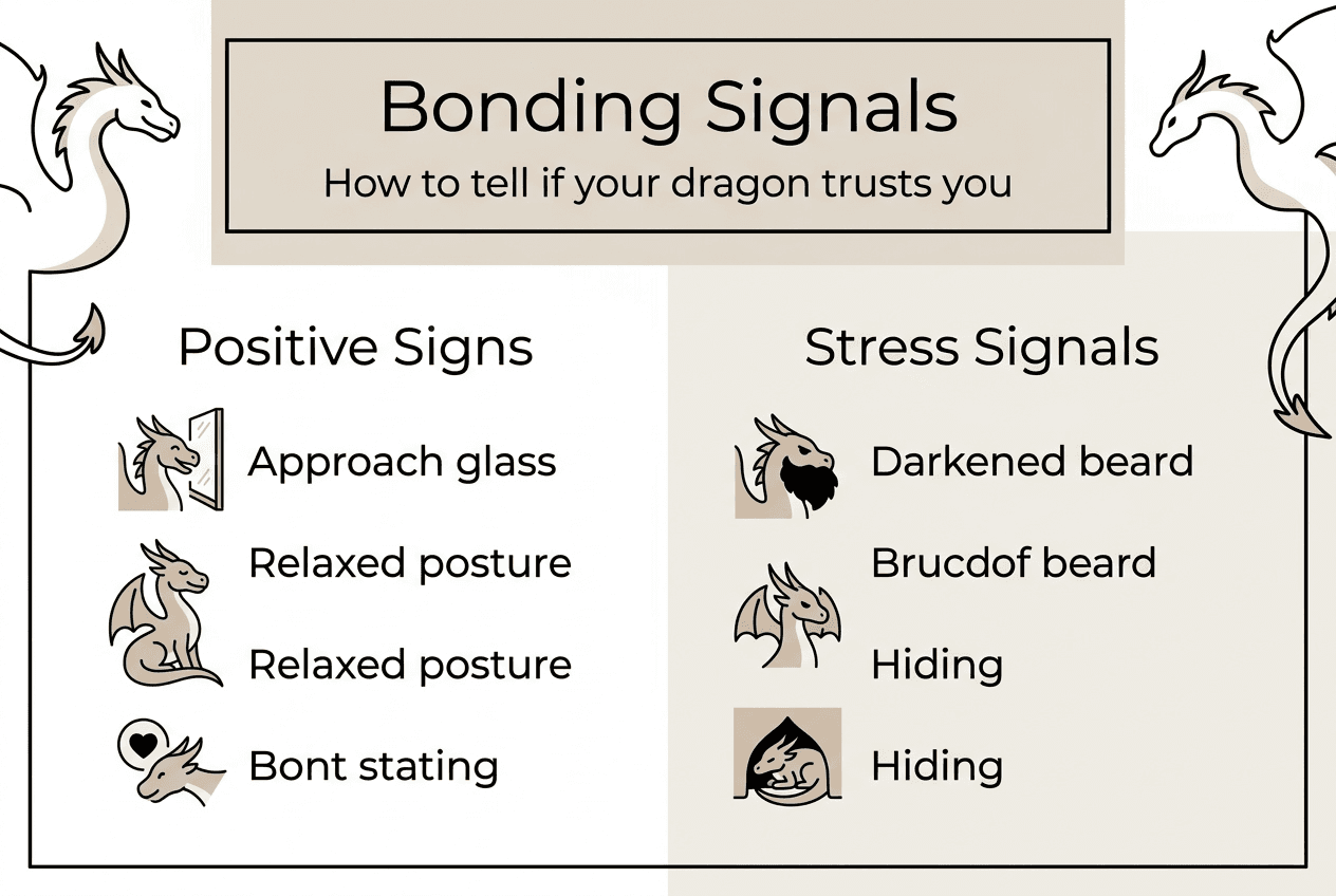 Infographic showing bearded dragon bonding signals