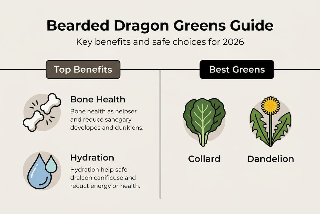 Infographic about bearded dragon greens benefits and best types