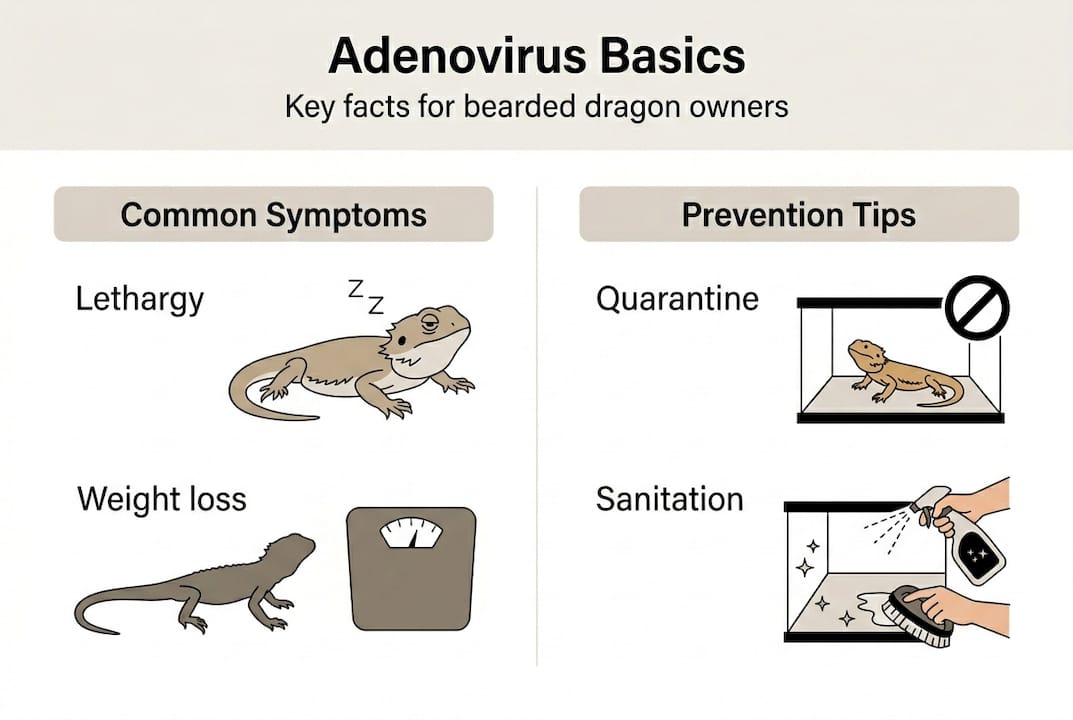 Infographic bearded dragon adenovirus symptoms and prevention