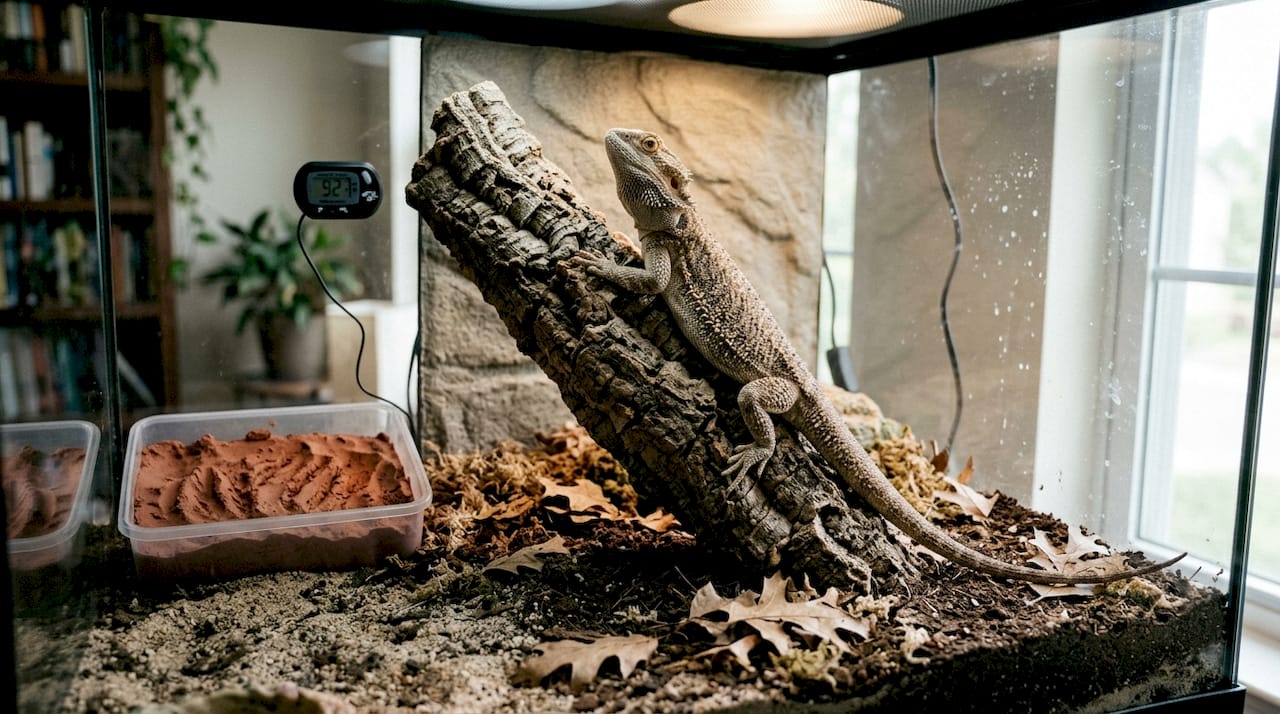 Bearded dragon climbing and digging setup