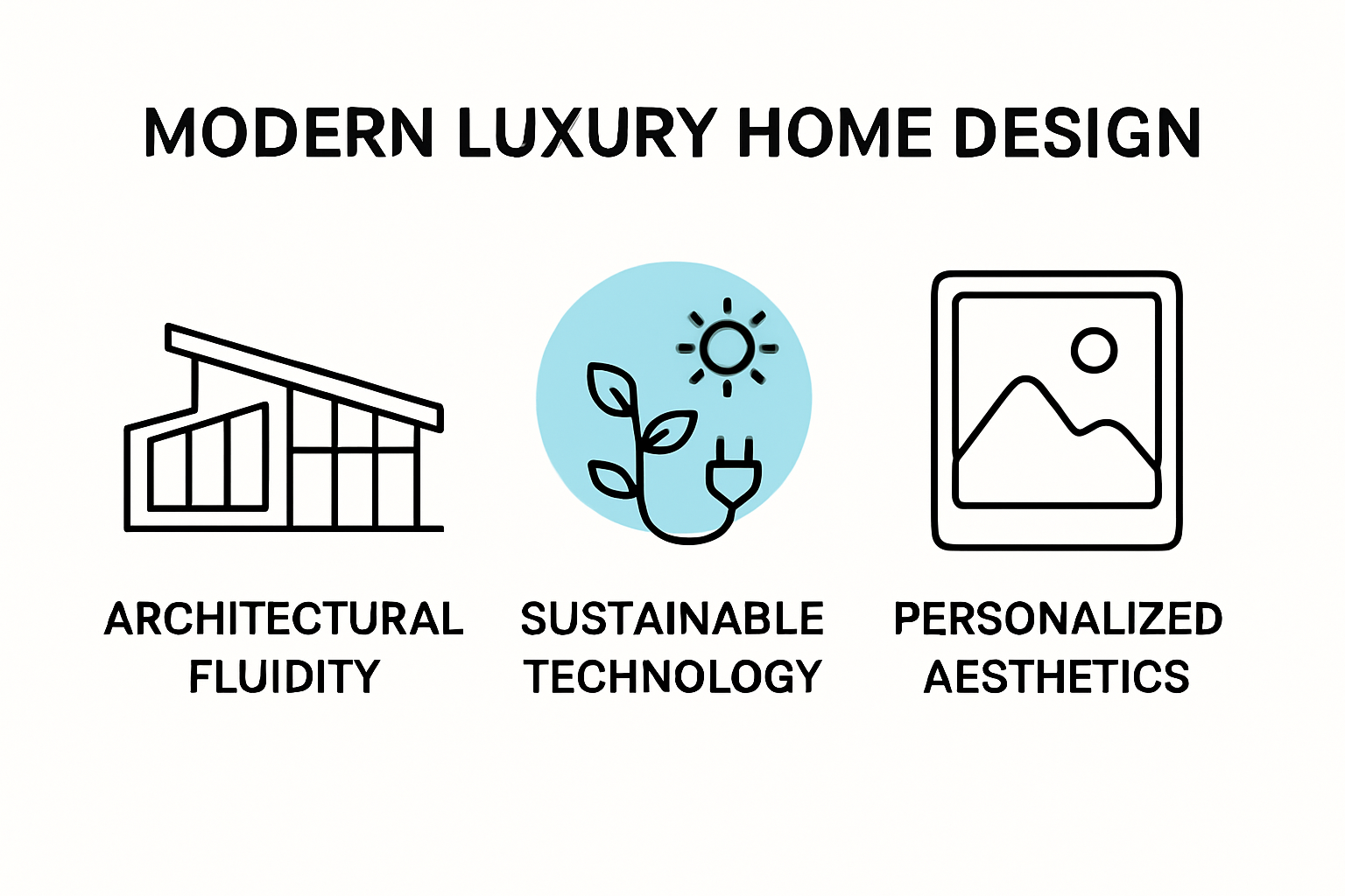 Infographic summarizing modern luxury home design elements