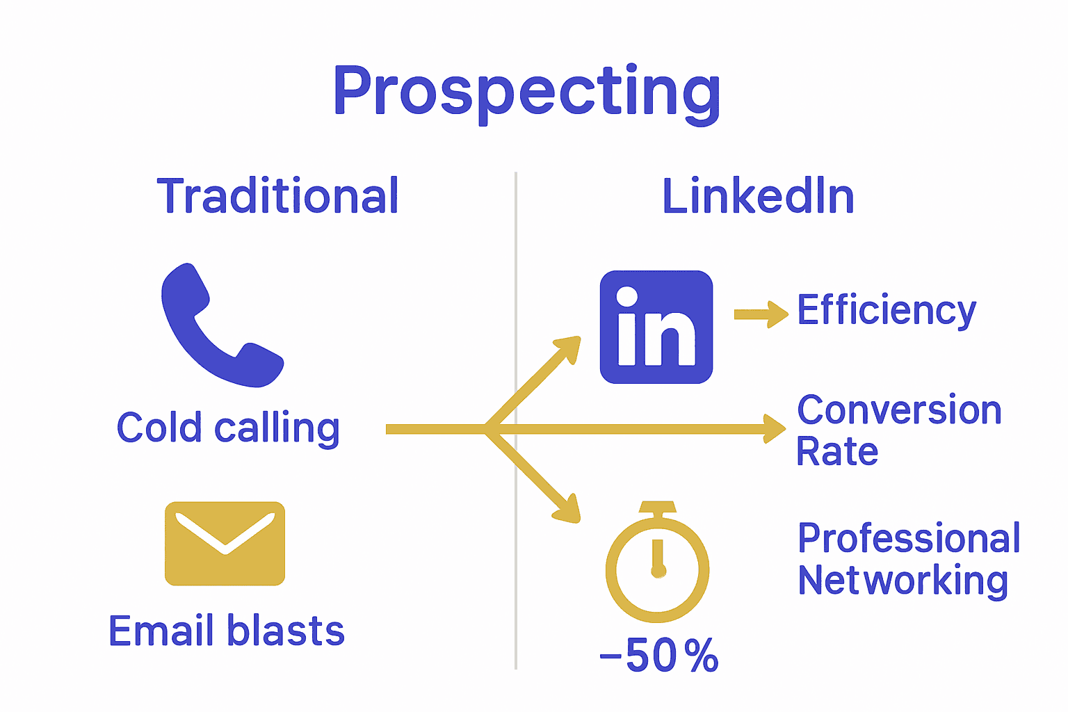 Infographic comparing traditional and LinkedIn sales prospecting methods