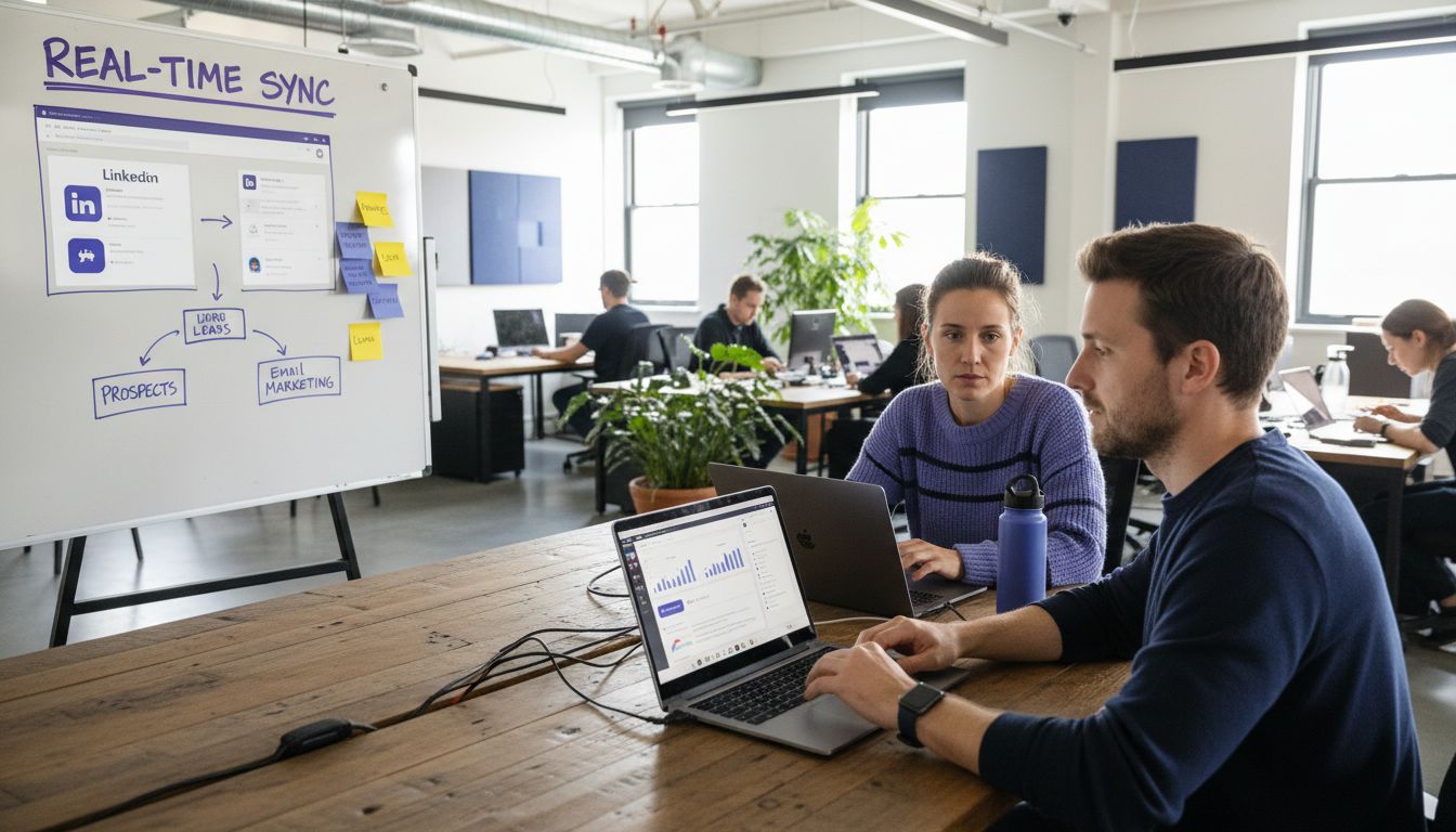 Team syncing data between LinkedIn and CRM