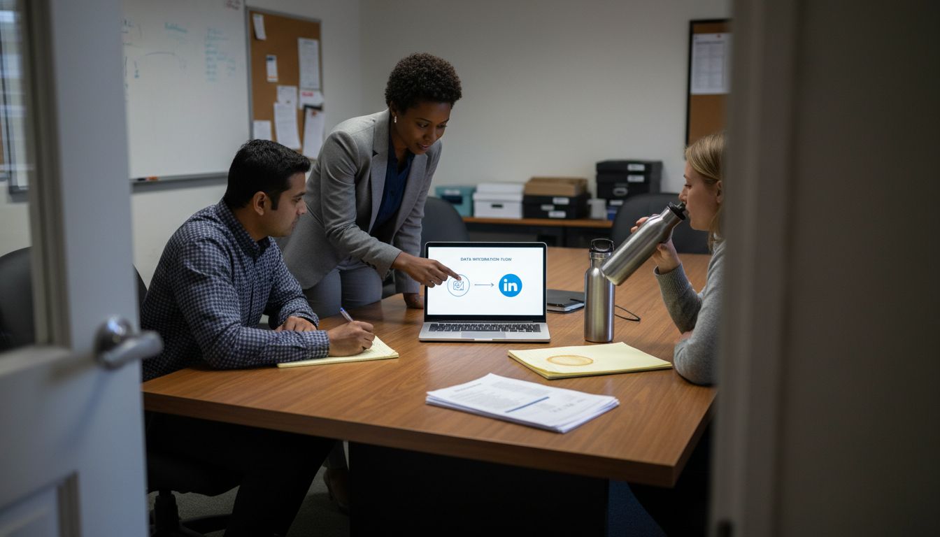 Team reviewing CRM and LinkedIn integration