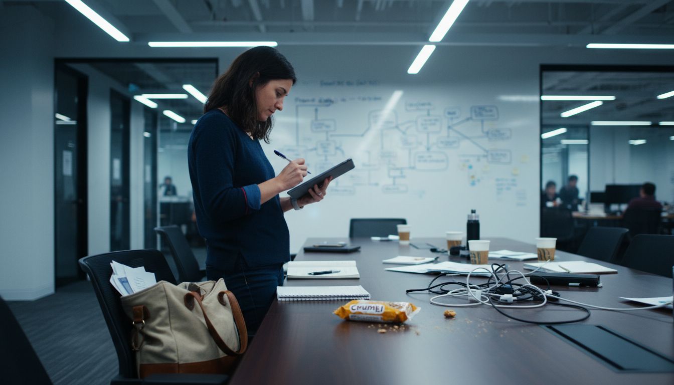 Sales professional using automation tools at workspace