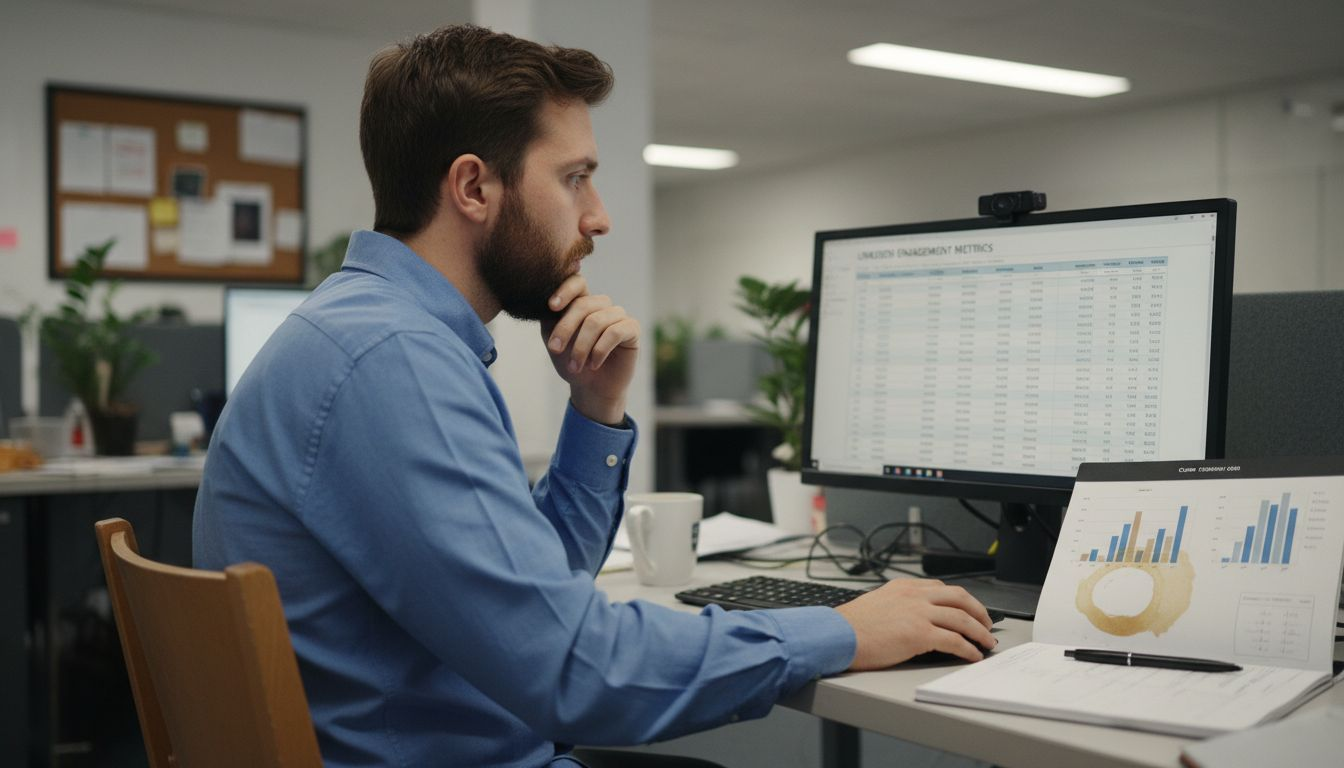 Man analyzing LinkedIn engagement data