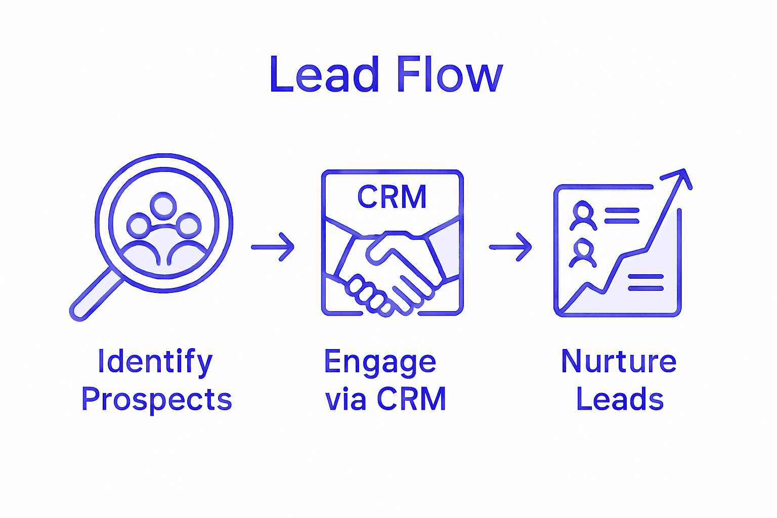 Infographic showing CRM lead prospecting steps