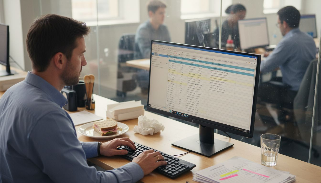 Sales analyst segmenting prospects at desk