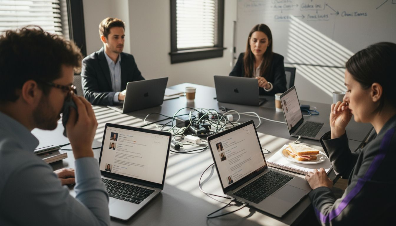 Team collaborating on digital prospecting tasks