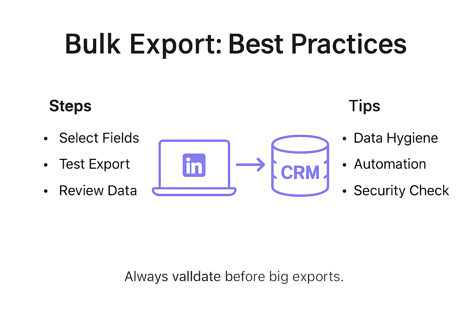 Infographic showing LinkedIn bulk export best practices
