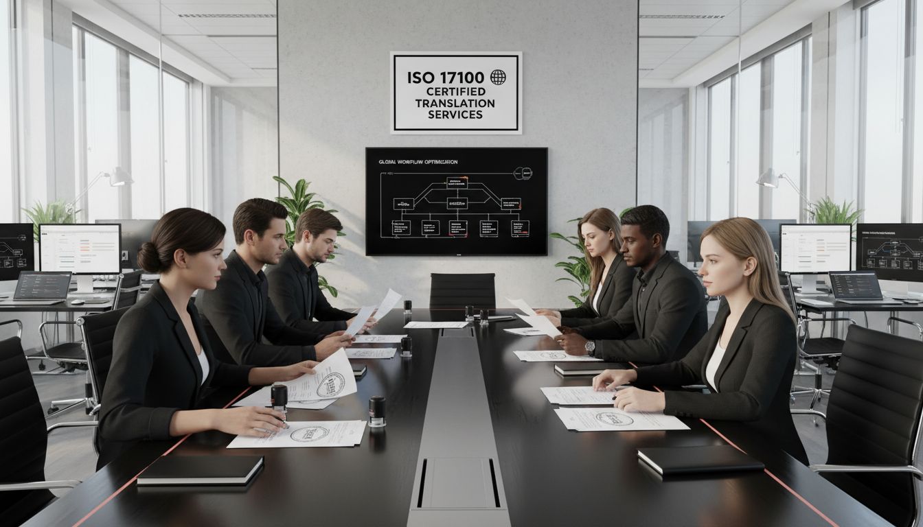 Corporate team in certified translation office