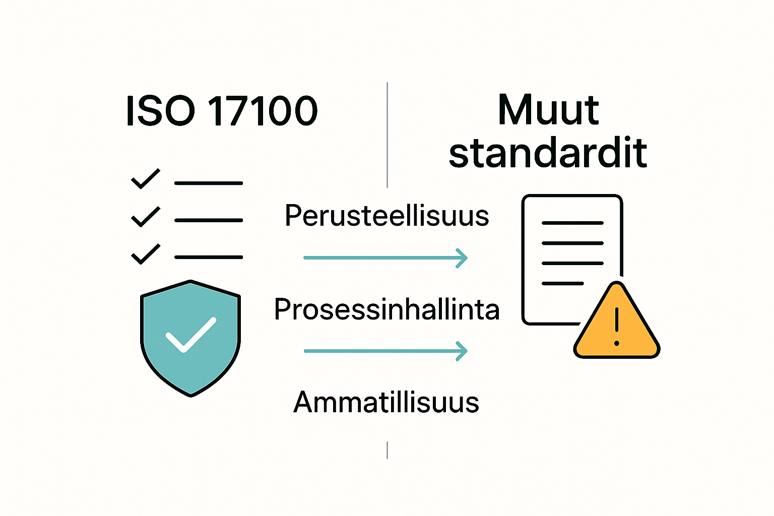Infographic comparing ISO 17100 with other standards