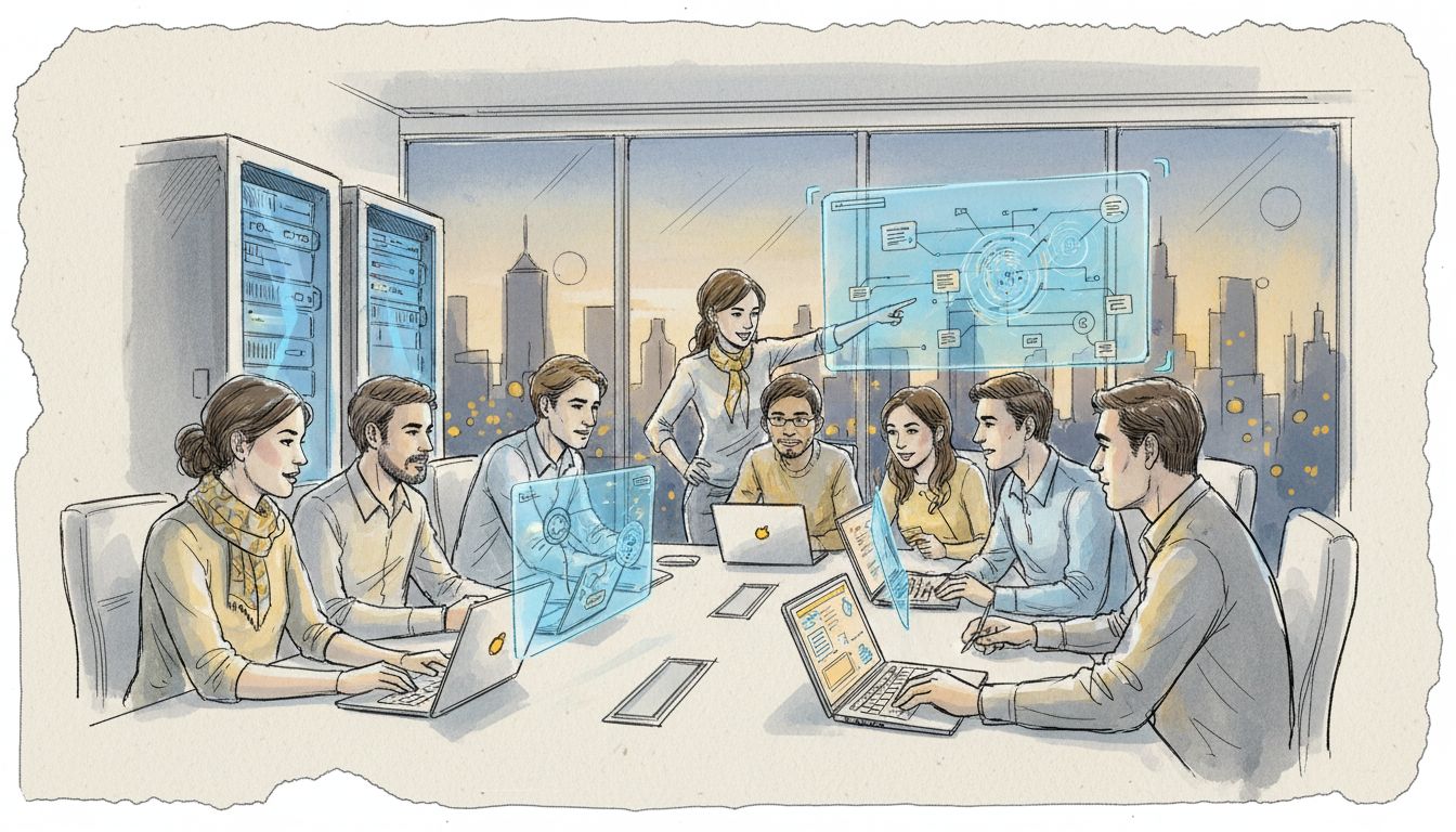 Multilingual team uses advanced AI translation workspace