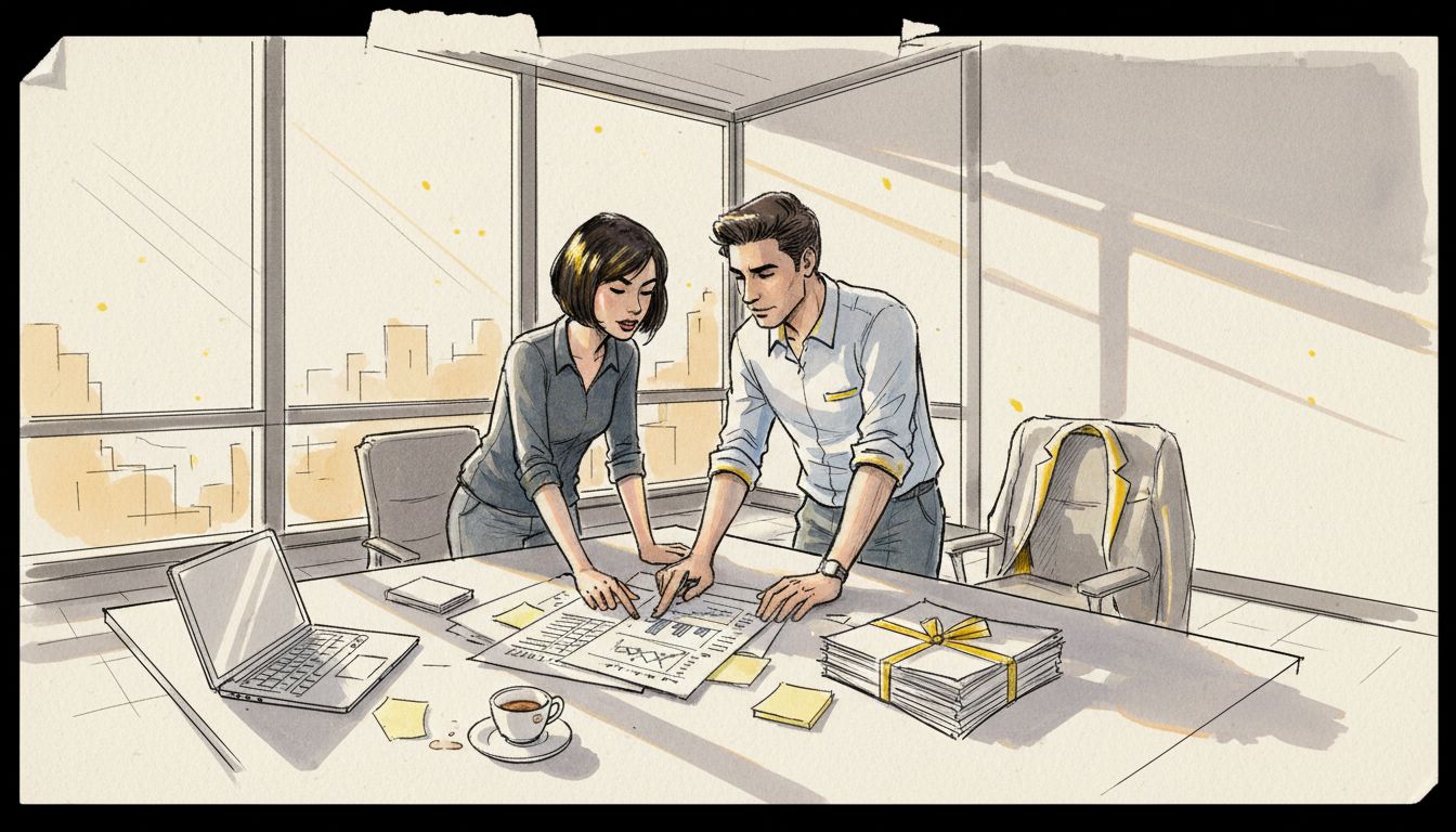 Two colleagues work together on translation project