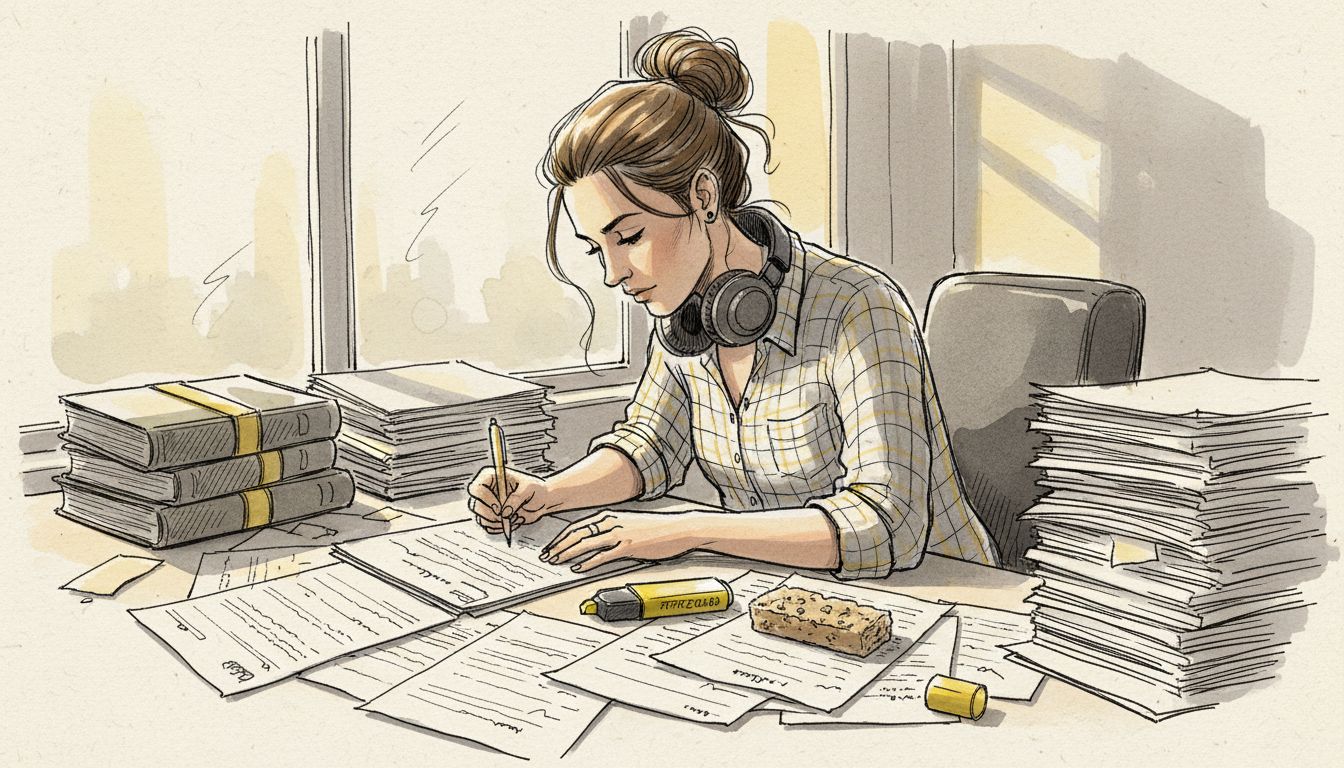 Translator annotating legal document for accuracy