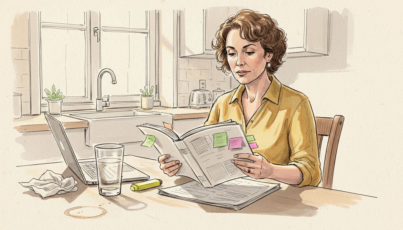 Woman editing printed style guide