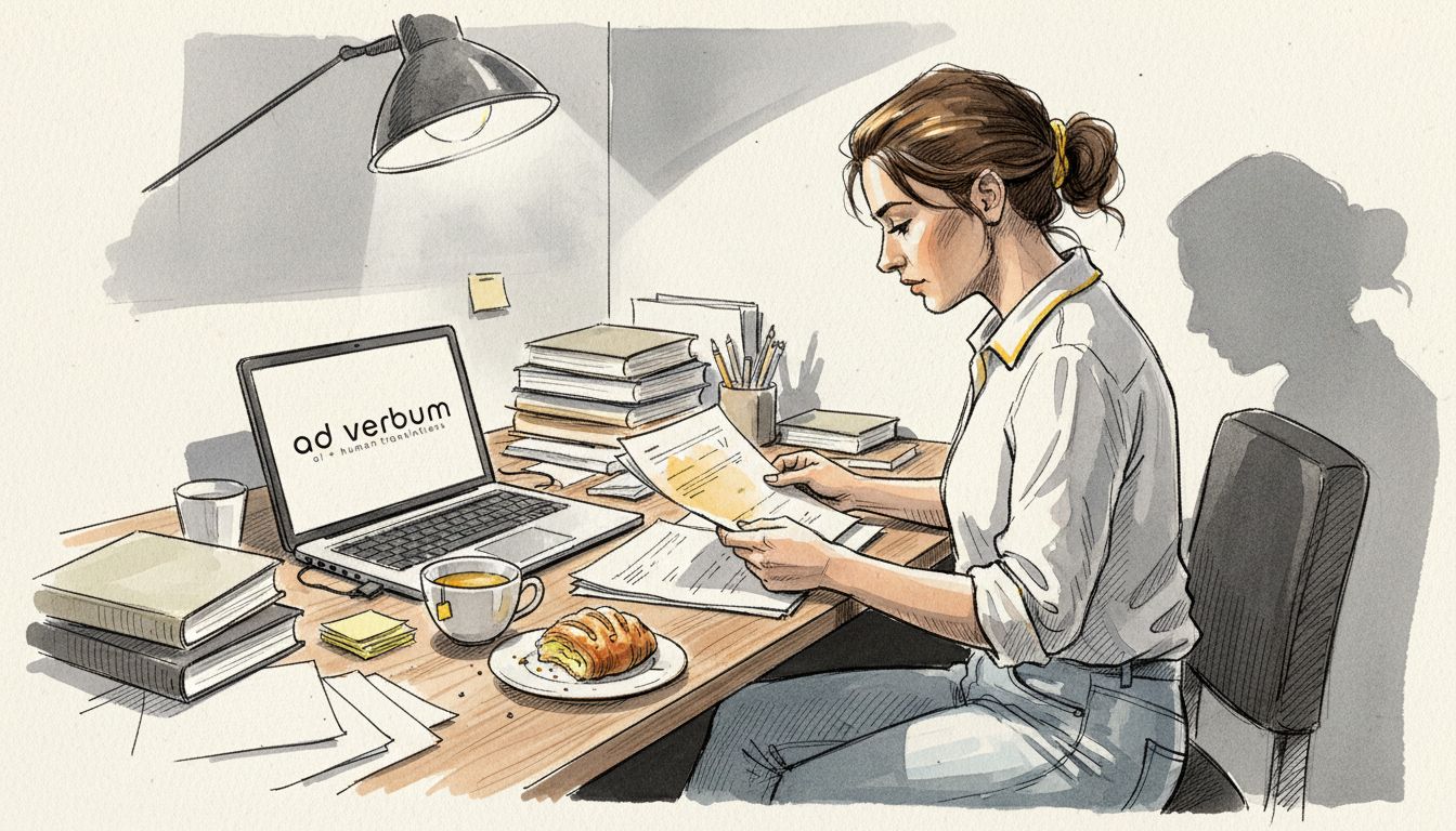 Translator checking ISO 17100 paperwork