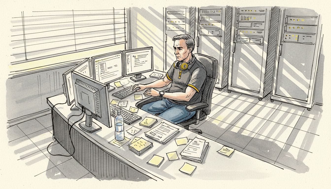 IT manager monitoring translation data security systems