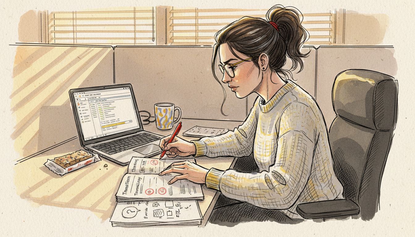 Translator reviewing terminology in glossary