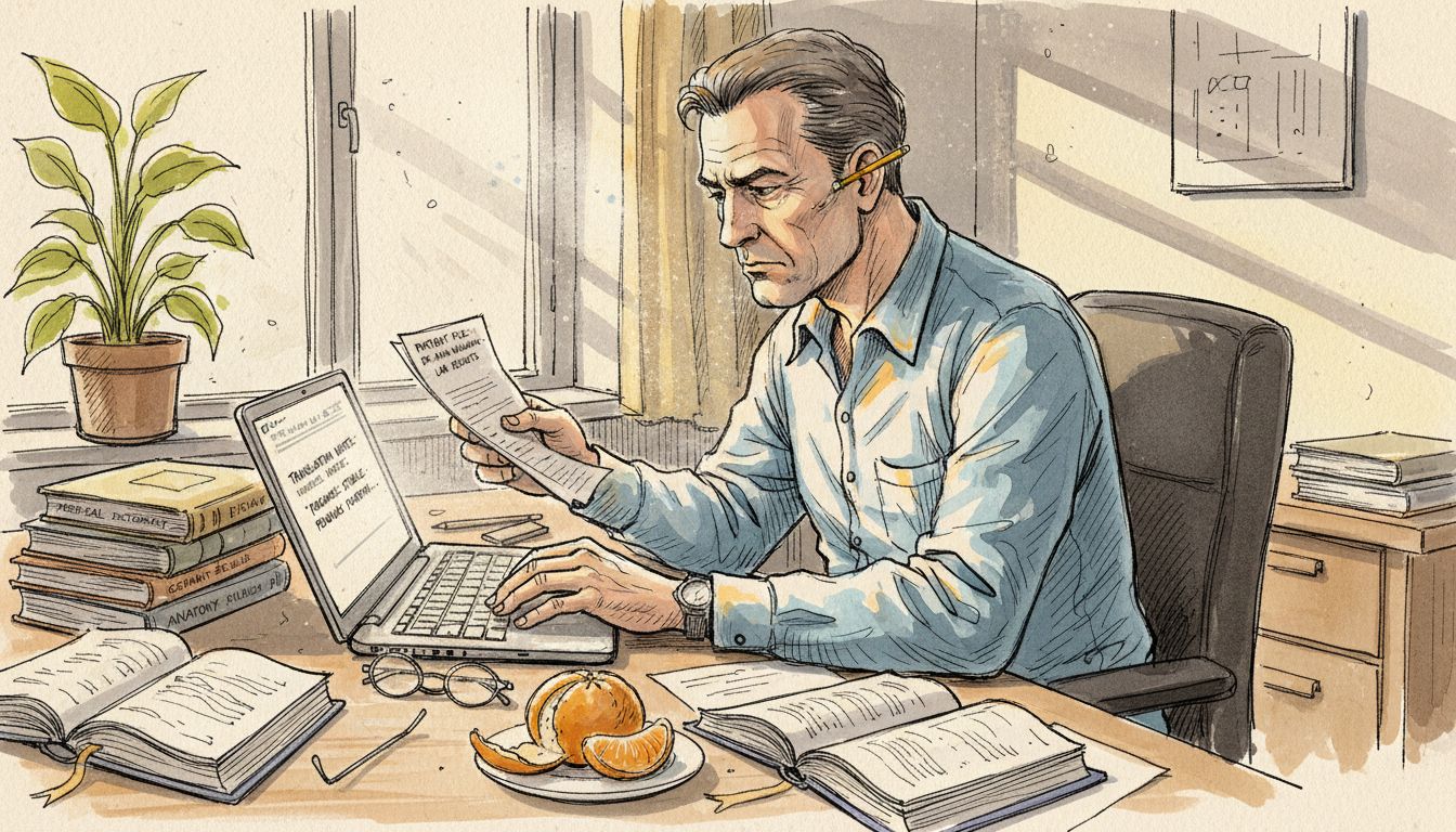 Translator checking technical terminology workspace