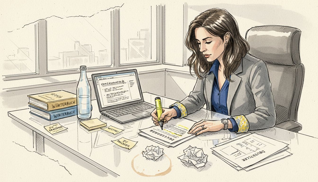 Zur Qualitätssicherung prüft der Übersetzer den Vertrag sorgfältig.