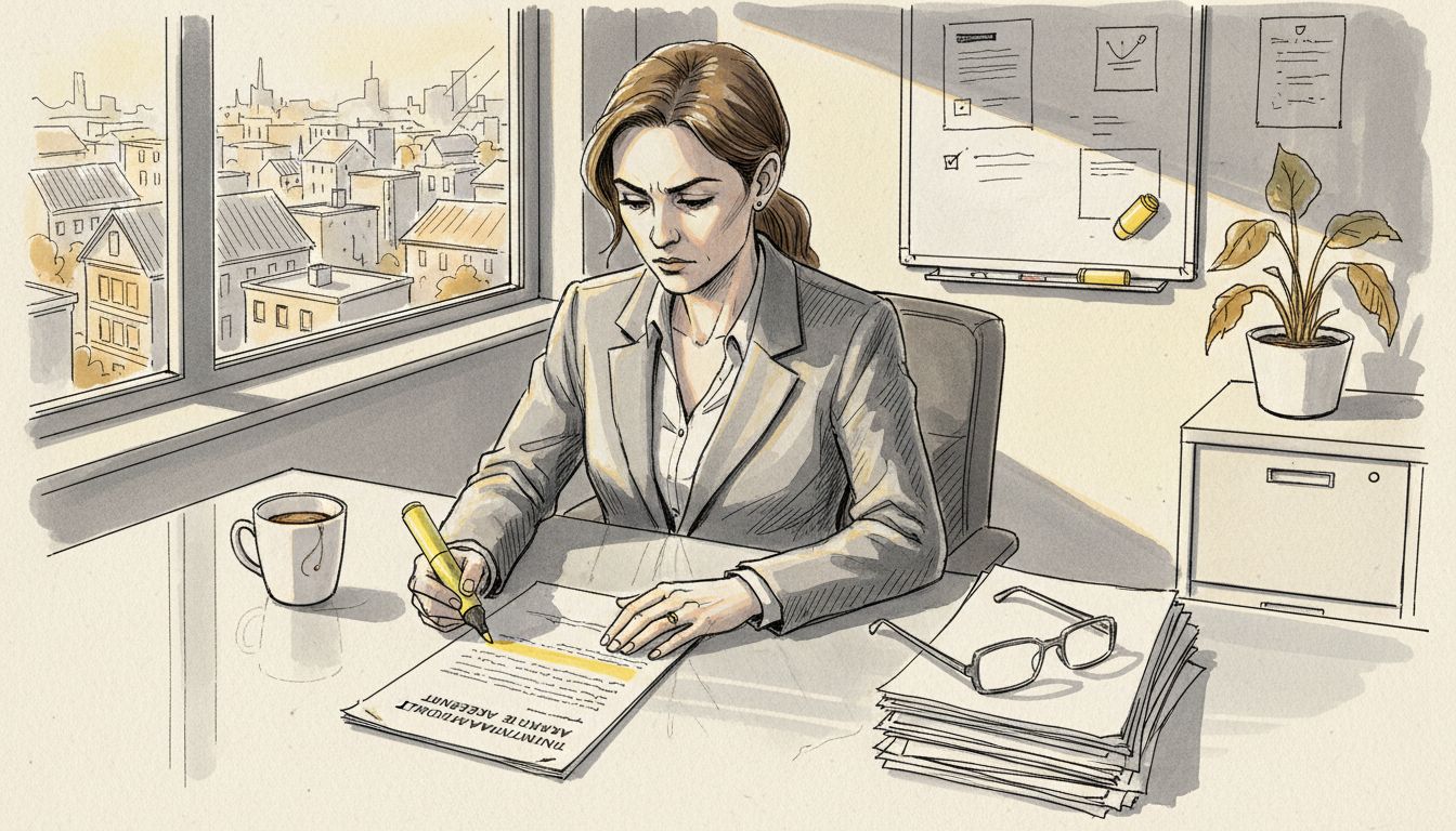 Legal translator reviewing compliance documents